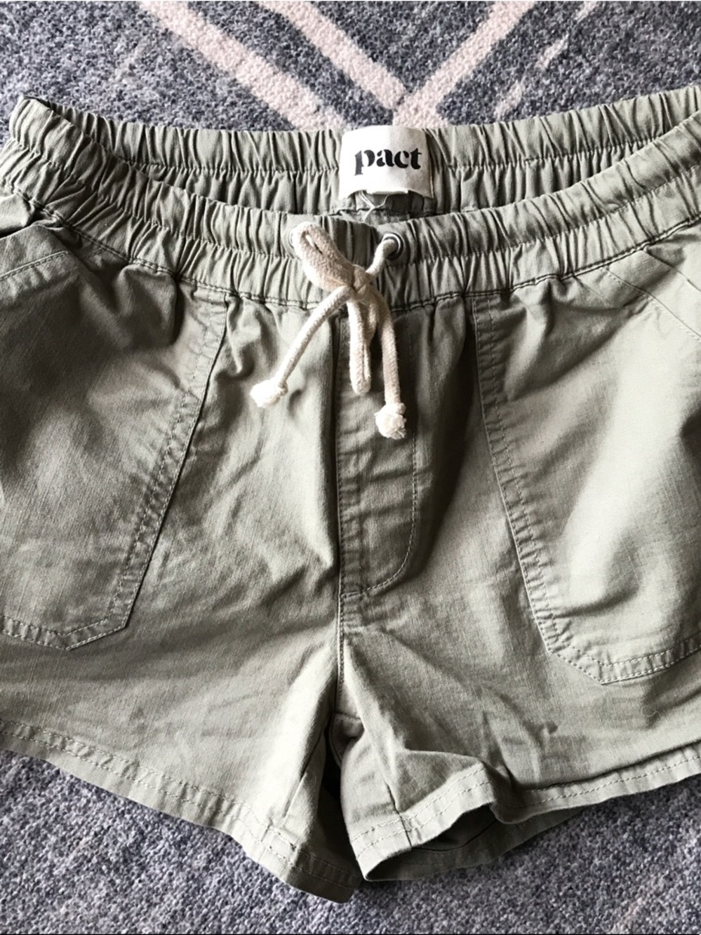 Pact Women's Olive Drawstring Athletic Shorts with Front Pockets